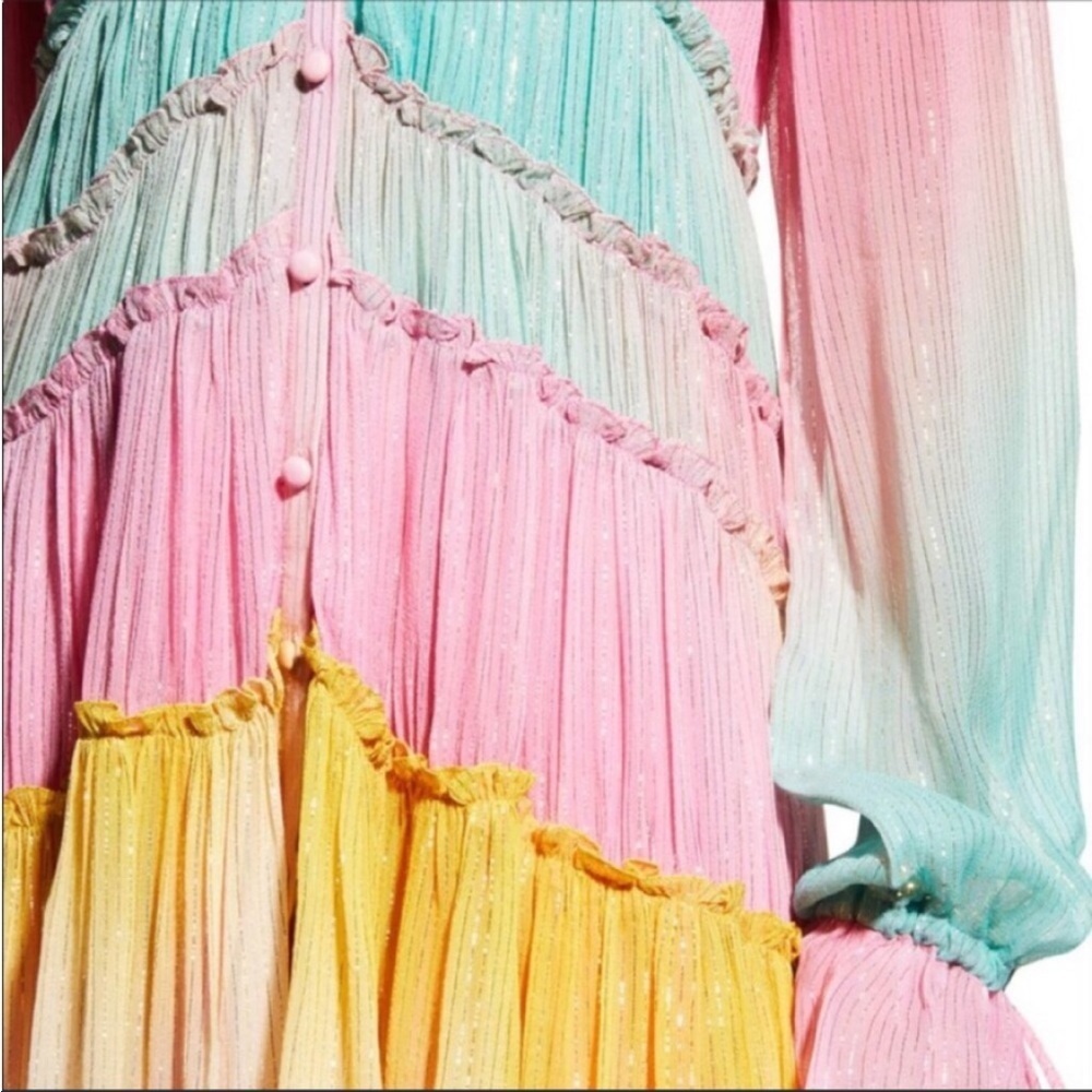ROCOCO SAND Maxi Dress Summer Sequin Pastel High-Low - Picture 2 of 7